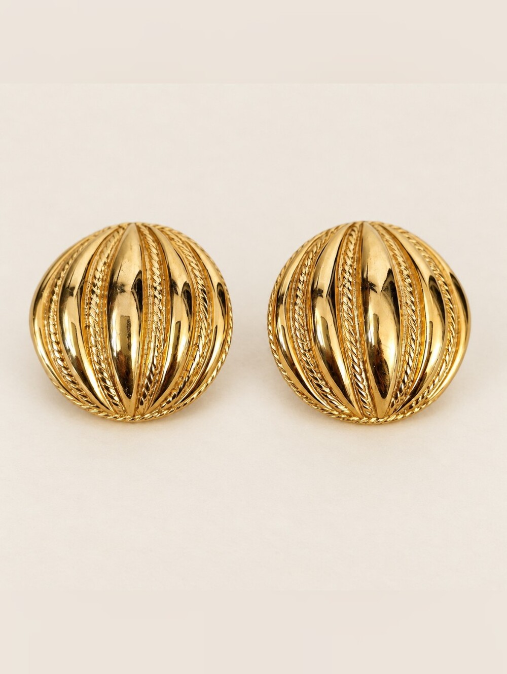 Vintage Napier Gold Domed Stud Earrings